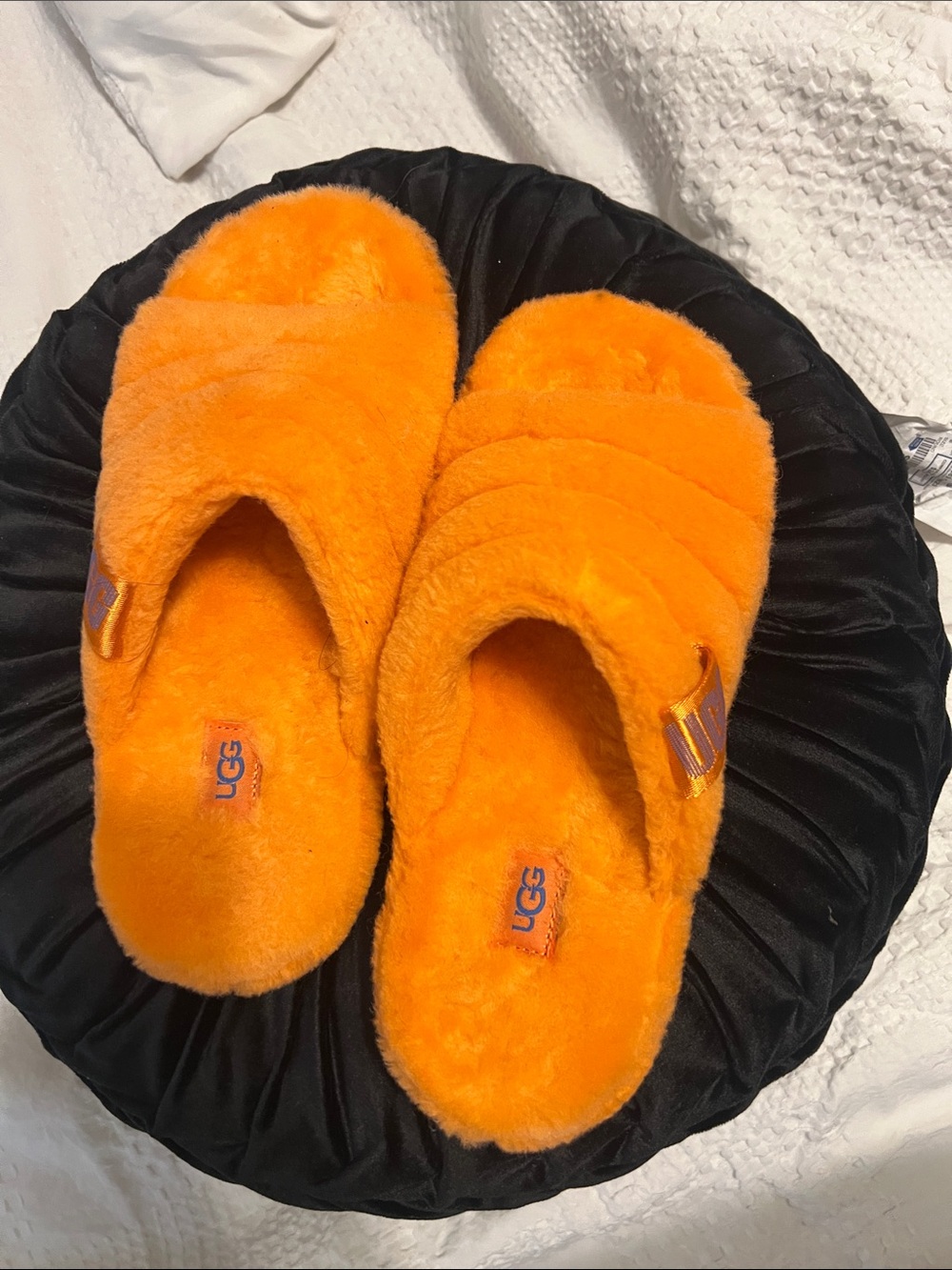 UGG  Orange Plush Slide Slippers